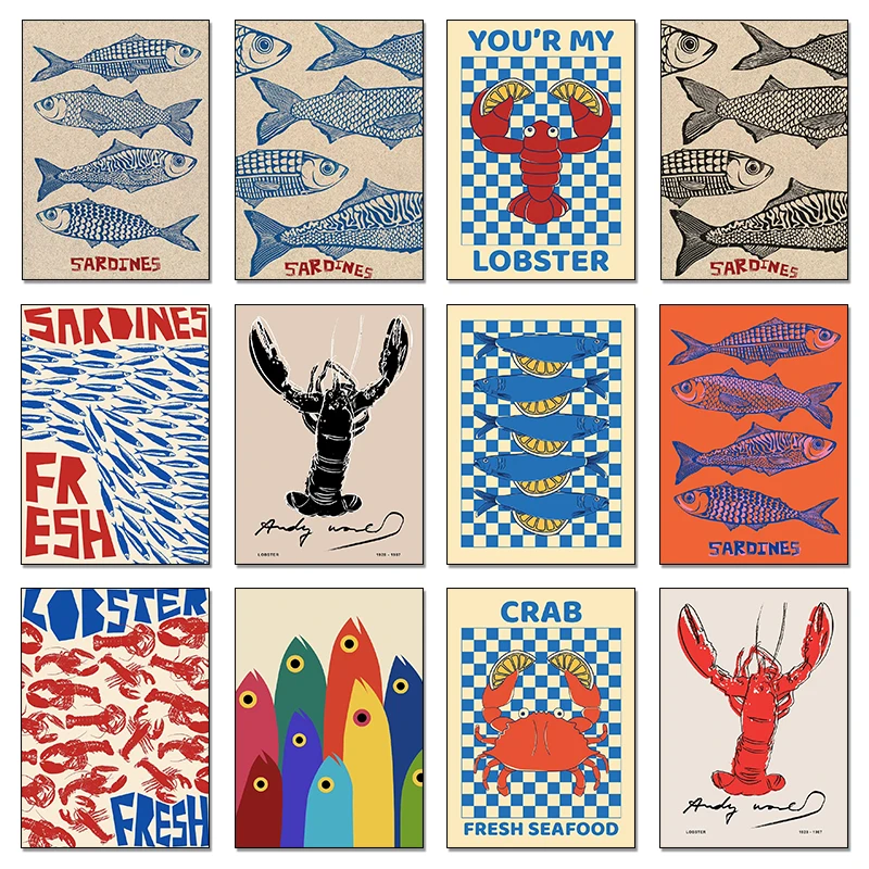 Resin Art Ocean - Poster Hewan Laut Ikan Kepiting Lobster
