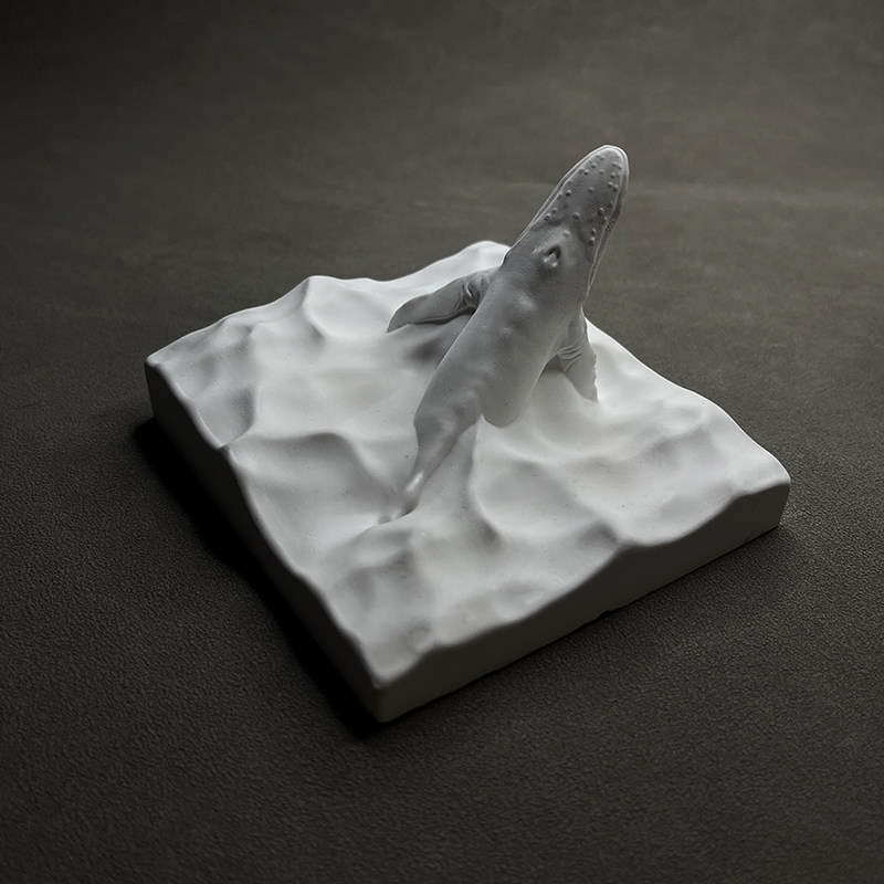 Resin Art Ocean - Patung Paus Humpback dari Plester, Patung