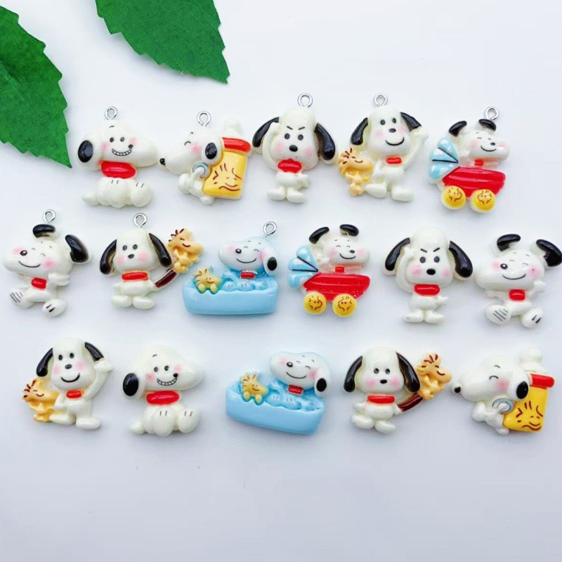 Resin Art Essentials - 12 buah liontin anjing kartun resin,