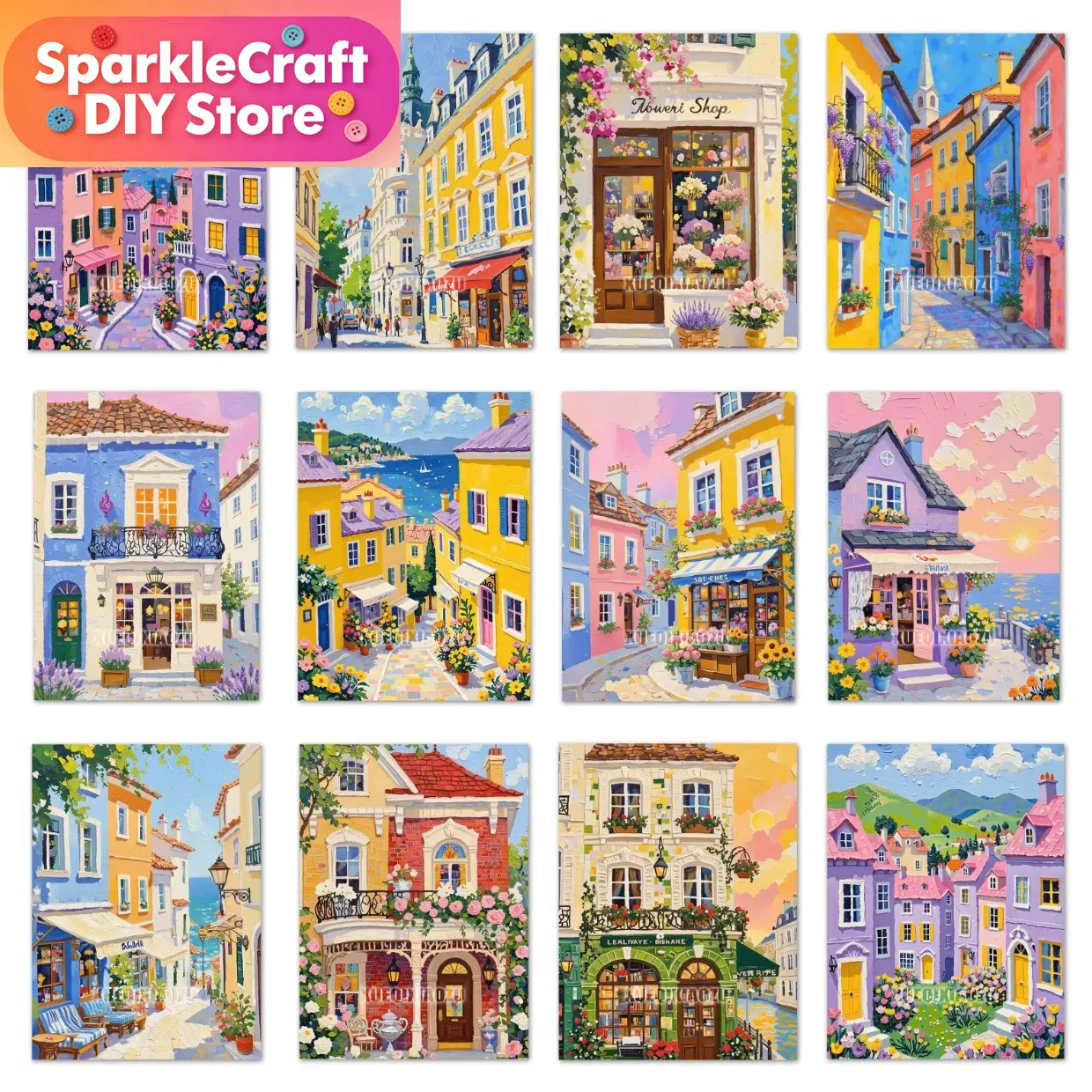 Resin Art World - Lukisan Berlian DIY Pemandangan Kota Berwarna-warni