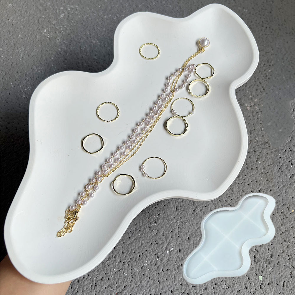 Resin Art Ocean - Nampan penyimpanan Cloud cetakan beton piring