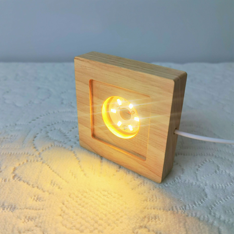 Resin Art Wooden Tray - Lampu LED Persegi Dasar Display Lampu
