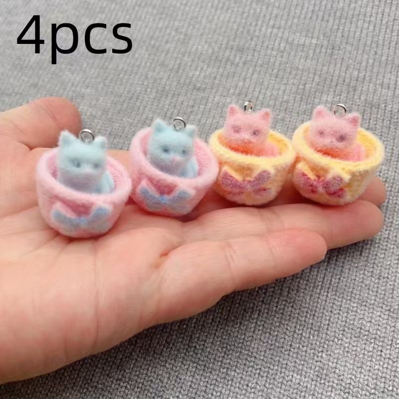 4 buah liontin kucing resin 3D - Resin Art Accessories ulasan dan harga