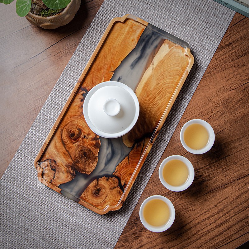 Nampan Teh Gaya Zen Jepang dar - Resin Art Wooden Tray ulasan dan harga