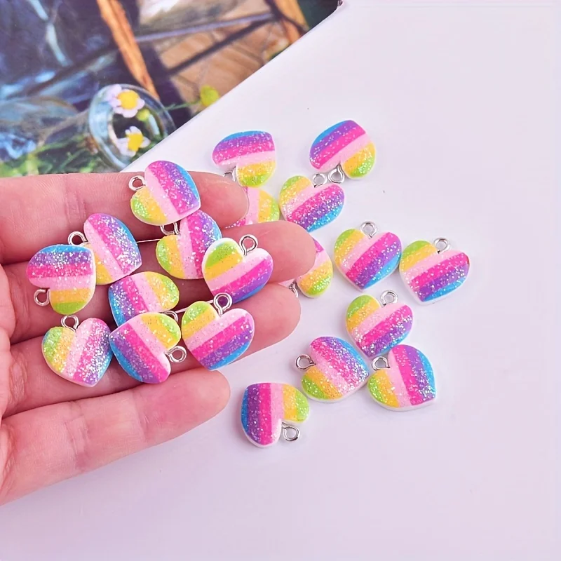 10 Buah Liontin Resin Hati War - Resin Art Accessories ulasan dan harga