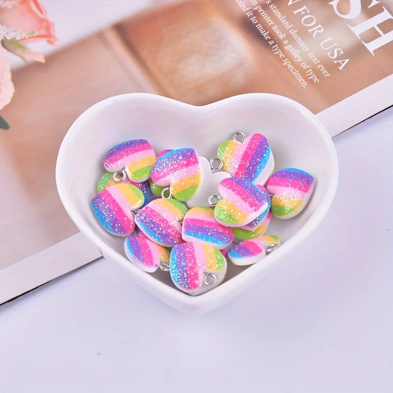 10 Buah Liontin Resin Hati War - Resin Art Accessories ulasan dan harga