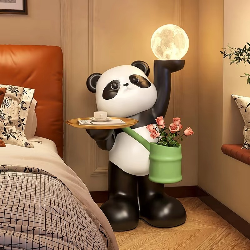 Lampu Lantai LED Patung Panda  - Resin Art Floor Design ulasan dan harga