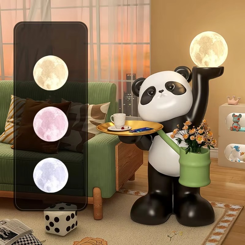 Lampu Lantai LED Patung Panda  - Resin Art Floor Design ulasan dan harga