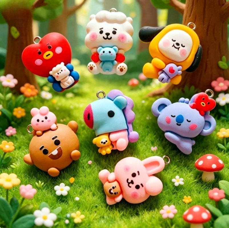 7pcs BT21 Resin Kartun Charm A - Resin Art Accessories ulasan dan harga
