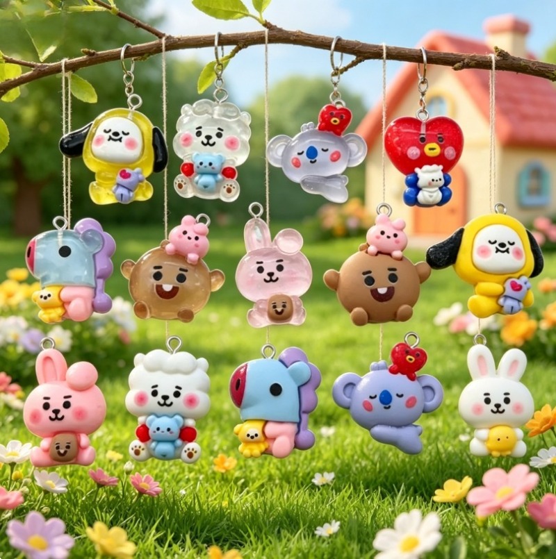 7pcs BT21 Resin Kartun Charm A - Resin Art Accessories ulasan dan harga